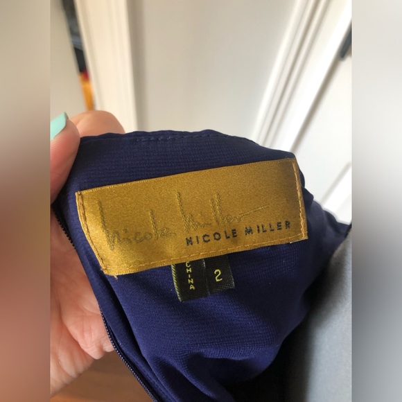 Nicole Miller Navy Ruched Beaded Mini Dress - Size 2 - Picture 9 of 10